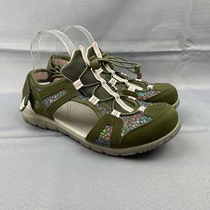 Lands End Green Floral Sport Sandals Womens 10